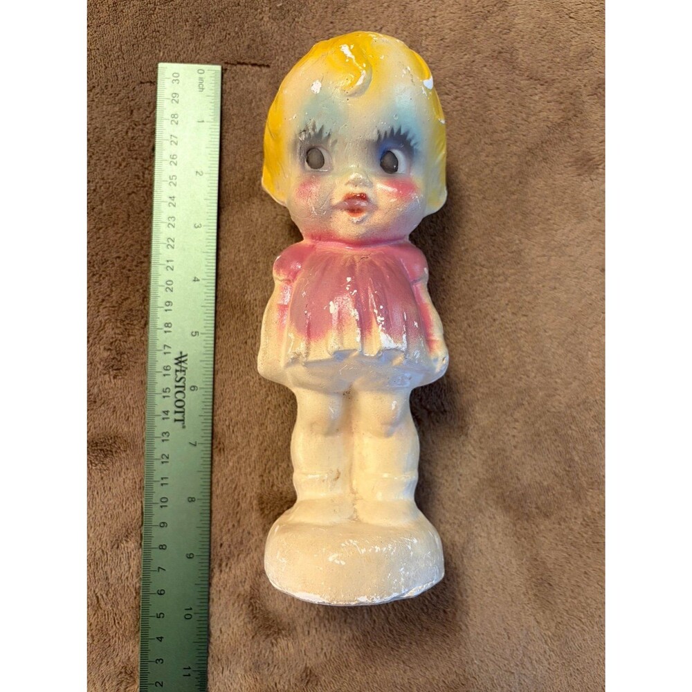 Vintage Little Girl Kewpie Chalkware Carnival Prize 9”